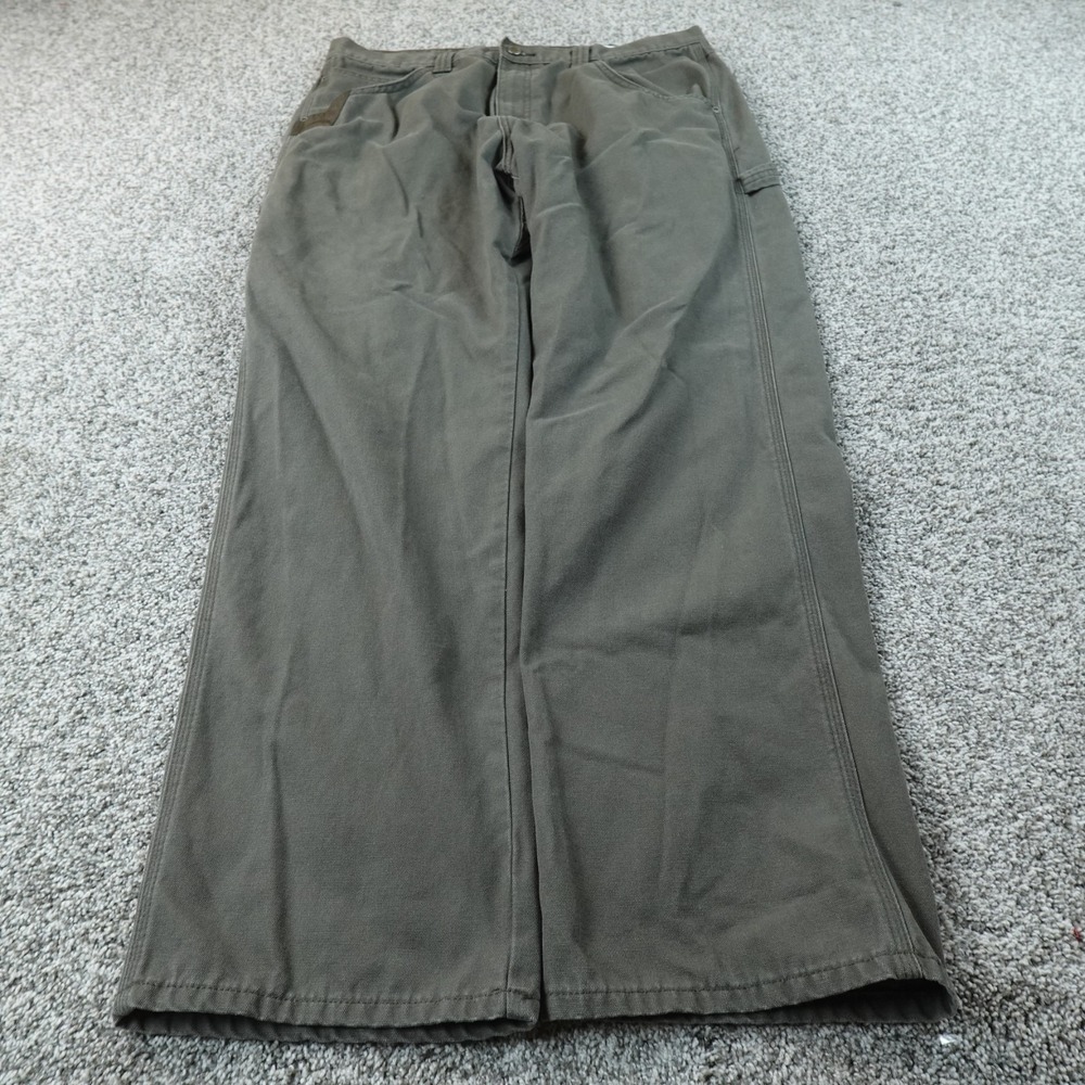 Wrangler Pants Mens 36X32 Brown Gray Workwear Canvas Carpenter Cargo Utility